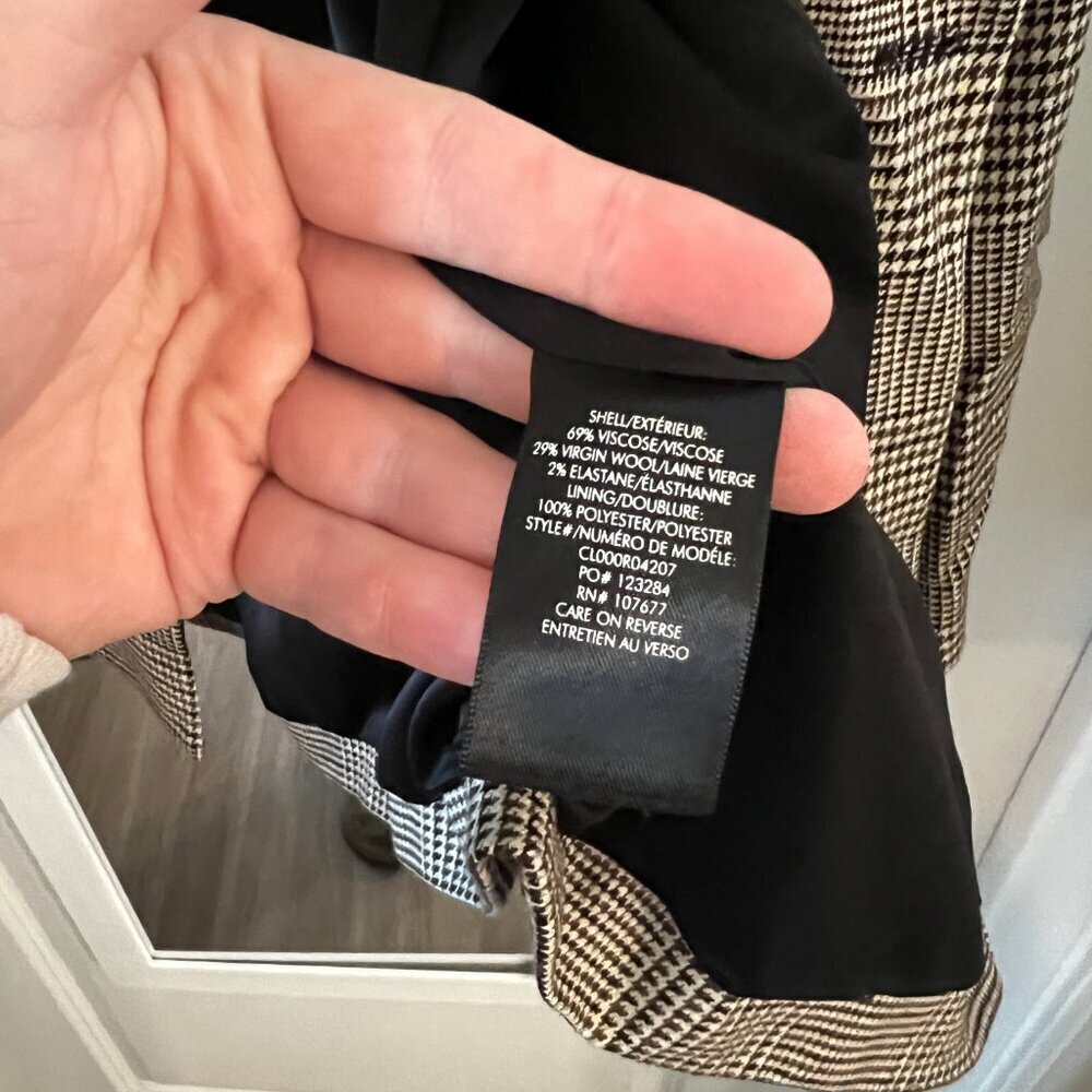 Alice + Olivia Double Breasted Blazer Size 12 Color Brown Black Cream - Picture 5 of 6